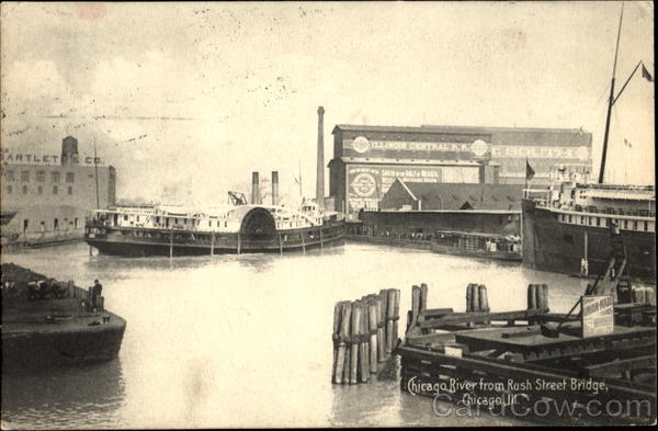 Chicago River From Rush Street Bridge Illinois