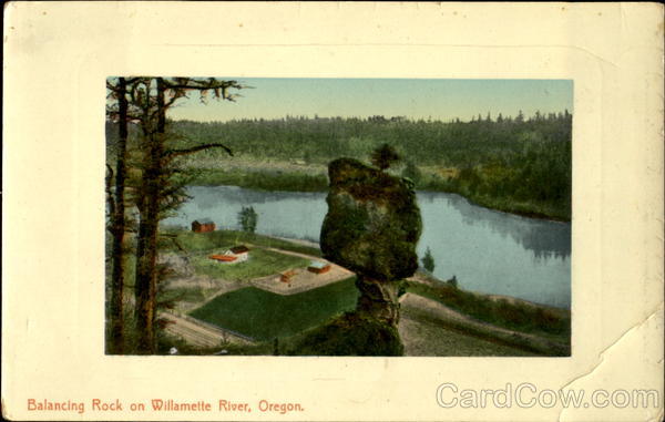 Balancing Rock On Williamette River Scenic Oregon