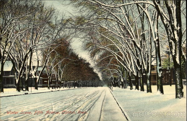 Winter Scene, Fifth Avenue Clinton Iowa