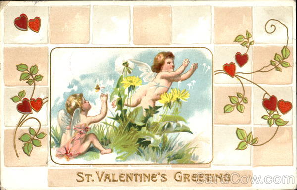 St. Valentine's Greeting Cherubs Cupid