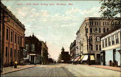 Fifth Street Looking West Meridian, MS Postcard Postcard