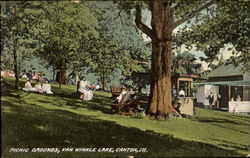 Picnic Grounds, Van Winkle Lake Canton, IL Postcard Postcard