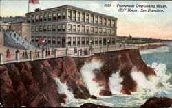 Promenade Overlooking Ocean Cliff House Postcard