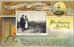 Thanksgiving Greeting Pilgrims Postcard Postcard