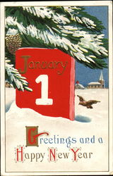 Greetings And A Happy New Year Postcard