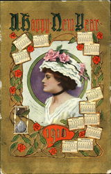 A Happy New Year 1910 Postcard