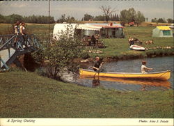 A Spring Outing Canoes & Rowboats Postcard Postcard