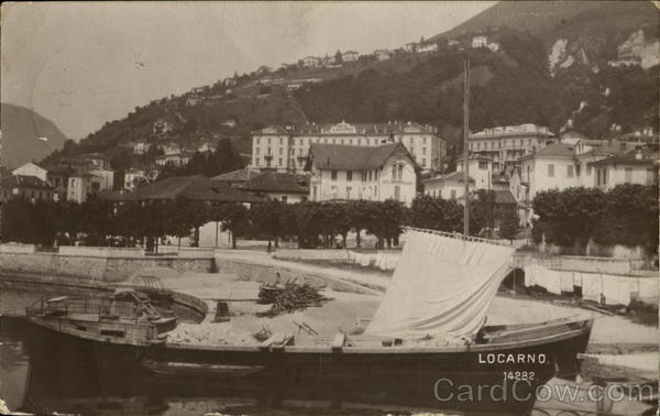 Scene of shore and town Locarno Switzerland