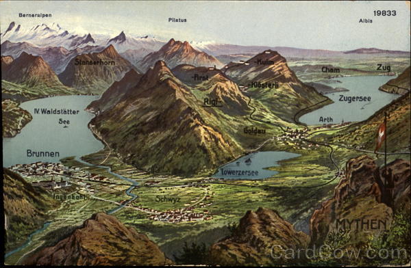 Scenic view of various Swiss landmarks and towns Brunnen Switzerland