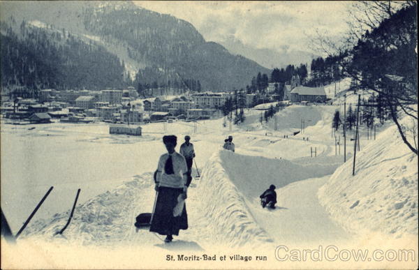 St. Moritz-Bad et village run Switzerland
