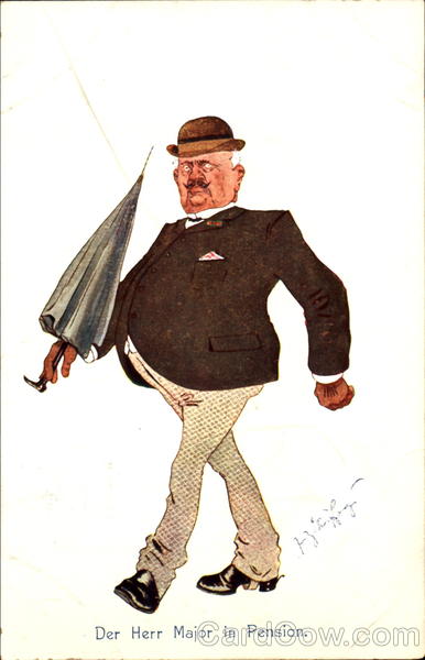 The Major in Retirement Caricature Germany