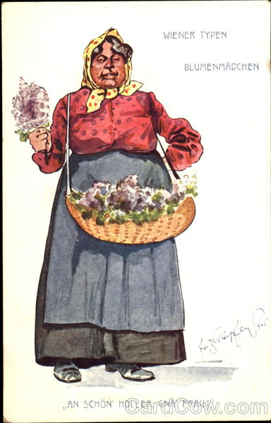 Typical Viennese people ,flower girl Vienna Austria