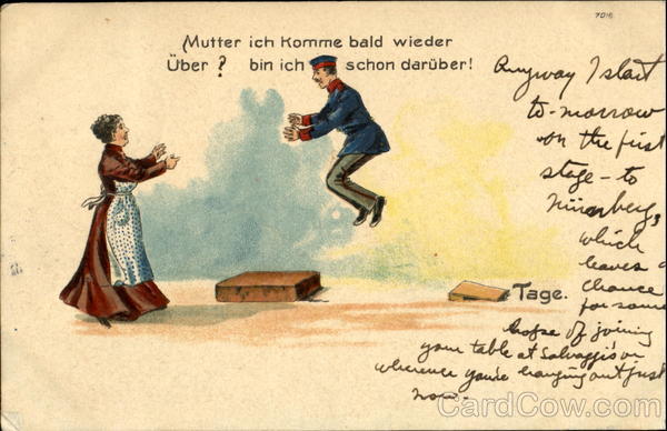 Soldier jumping to a woman Scenic Germany
