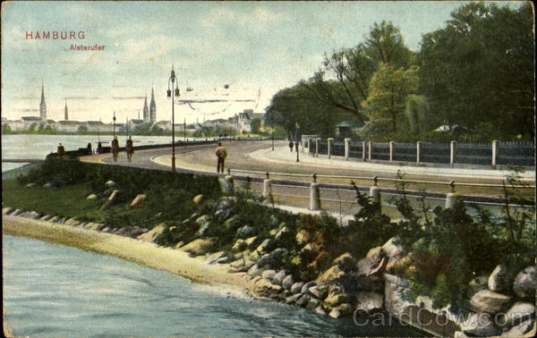 Scene of the river in city Hamburg Germany