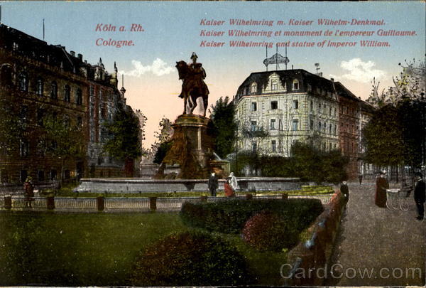 Kaiser Wilhelmring and Statue of Emperor William Koln Germany