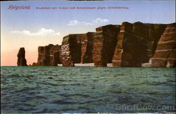 Helgoland. Westküste mit Nonne und Schutzmauer gegen Abbröckelung Scenic Germany