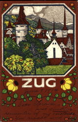 Scene of town Zug, Switzerland Postcard Postcard