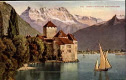 Castle Chillon Scenic, Switzerland Postcard Postcard