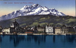 Train station and Mount Pilatus Postcard
