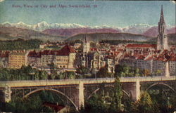 Bern, View of City and Alps Postcard