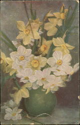 Drawing of a vase with flowers Postcard