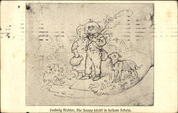 Ludwig Richter's painting Die Sonne blickt in hellem Schein Postcard