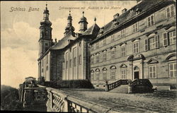 Schloss Banz. Schlossterrasse mit Ausblick in das Maintal Postcard