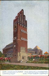 Der Hochzeitsturm und Ausstellungshaus Darmstadt, gemalt von Professor Olbrich Postcard