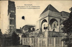 Darmstadt, Hochzeitsturm auf der Mathildenhöhe und Städtisches Ausstellungsgebäude Postcard
