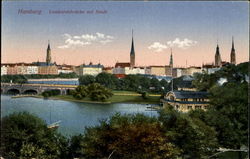Hamburg Lombardsbrücke mit Stadt Postcard