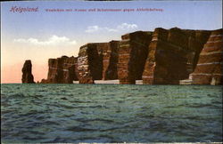 Helgoland. Westküste mit Nonne und Schutzmauer gegen Abbröckelung Postcard