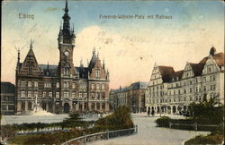 Elbing. Friedrich-Wilhelm-Platz mit Rathaus Postcard