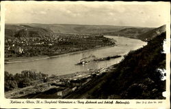 Koblenz a. Rhein, Bl. b. Berghotel Rittersturfz. a. burg Lahneck und Schloss Stolzenfels Germany Postcard Postcard