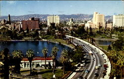 Wilshire Boulevard Through General Douglas Mac Arthur Park Los Angeles, CA Postcard Postcard