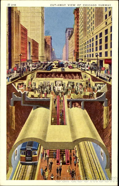 Cut-Away View Of Chicago Subway Illinois