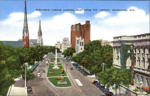 Wisconsin Avenue Looking West From The Library Milwaukee