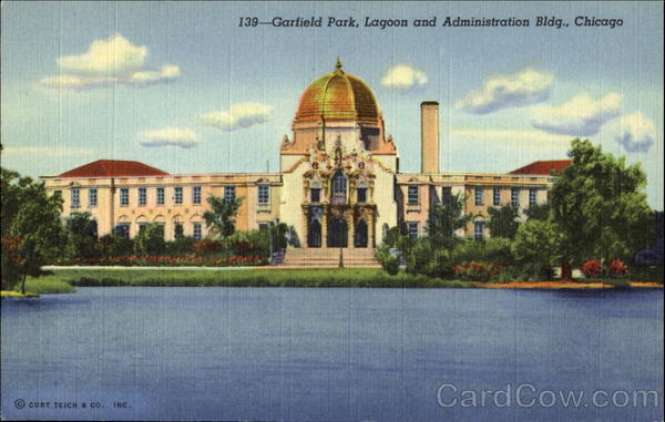 Garfield Park Lagoon And Administration Bldg Chicago Illinois