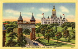 State Capitol And Memorial Arch Hartford, CT Postcard Postcard