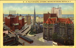 St. Paul's Episcopal Cathedral And Shelton Square Buffalo, NY Postcard Postcard