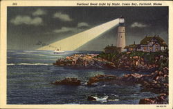 Portland Head Light By Night, Casco Bay Postcard