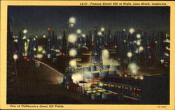 Famous Signal Hill At Night Long Beach, CA Postcard Postcard