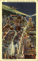 Michigan Avenue North From River By Night Postcard