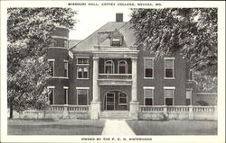 Missouri Hall, Cottey College Nevada, MO Postcard Postcard