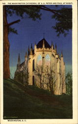 The Washington Cathedral Of S. S. Peter And Paul At Night Postcard