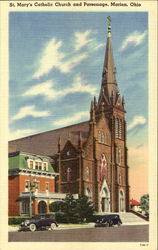 St. Mary's Catholic Church And Parsonage Marion, OH Postcard Postcard