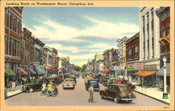 Looking North On Washington Street Columbus, IN Postcard Postcard