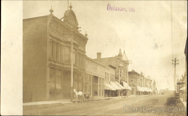 Street Scene Hors & Buggies Delavan Illinois
