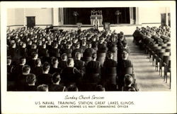 Sunday Church Services, U.S. Naval Training Station Great Lakes, IL Postcard Postcard