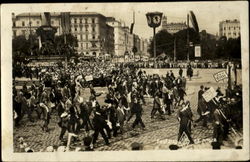 People Marching 1928 Postcard