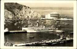 Steamers At Pier, Casino Santa Catalina Island, CA Postcard Postcard